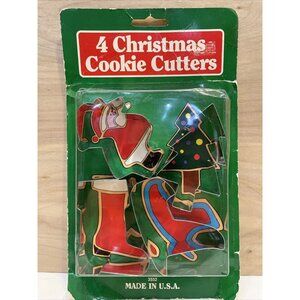 4 Foxrun Christmas Santa Tree Stocking Sleigh Metal Cookie Cutters New on Card